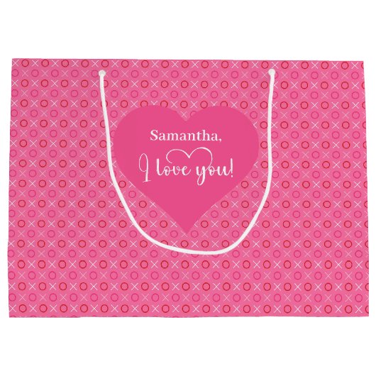 Charming Heart Pattern I Love You Custom Gift Bag Große Geschenktüte (Rückseite)