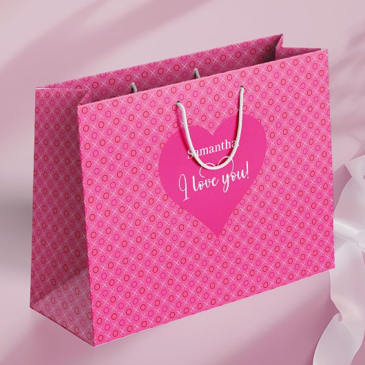 Charming Heart Pattern I Love You Custom Gift Bag Große Geschenktüte