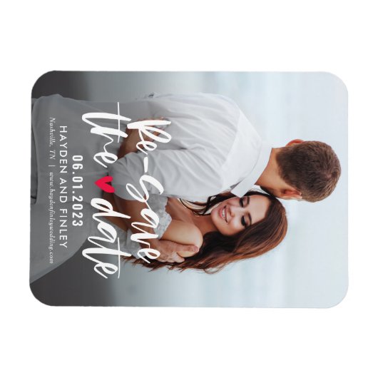Charming Herz EDITABLE FARBE Resave the Date Magnet (Horizontal)