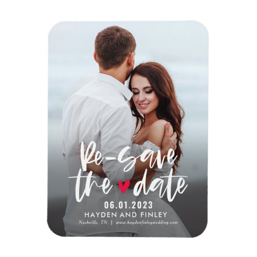Charming Herz EDITABLE FARBE Resave the Date Magnet (Vertikal)