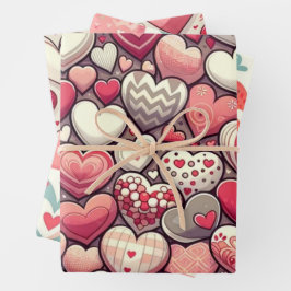 Charming Herzmuster für den Valentinstag Geschenkpapier Set