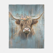Charming Highland Cow Long Horns Shaggi Fur Fleecedecke (Vorderseite)