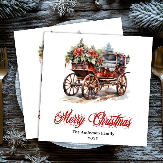 Charming holiday scene napkins cozy watercolor serviette