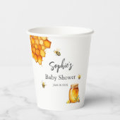 Charming Honey Bee Bear Baby Shower Pappbecher (Rückseite)