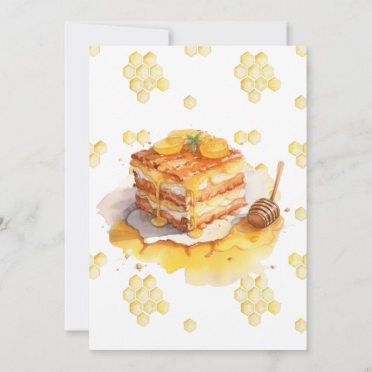 Charming Honey Yellow Niedlich Bär Erster Geburtst Einladung (Rückseite)