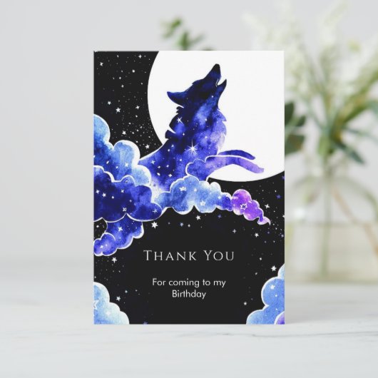 Charming Howling Wolf Geburtstag Dankeskarte (Stehend Vorderseite)