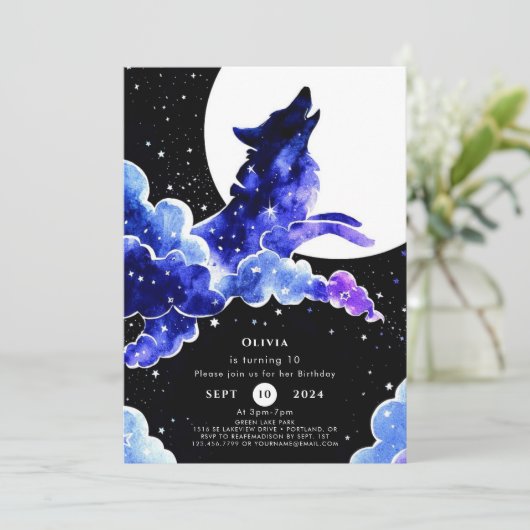 Charming Howling Wolf Geburtstag Einladung (Stehend Vorderseite)