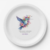 Charming Hummingbird 2 Colorful Floral Bouquet  Pappteller (Vorderseite)