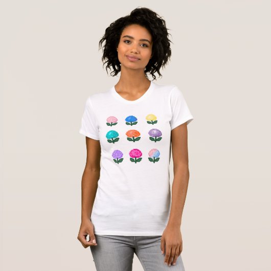 Charming Hydrangea Pixel Art Collection T-Shirt (Vorne ganz)