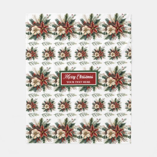 Charming Individuelle Name Vintage Weihnachtsbaum Fleecedecke (Vorderseite)