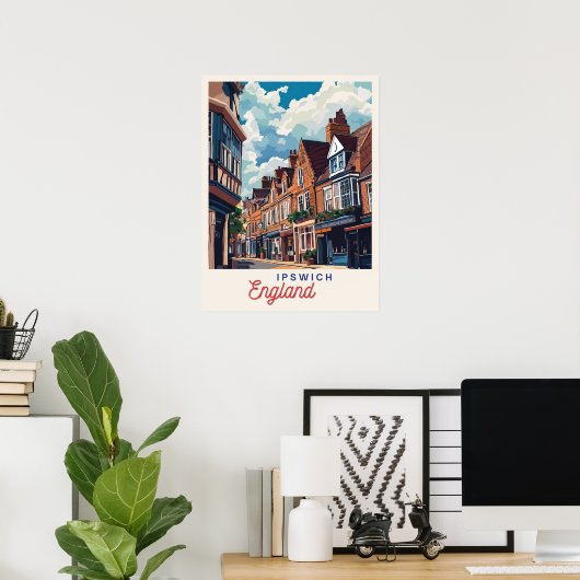 Charming Ipswich England Poster (Heimbüro)