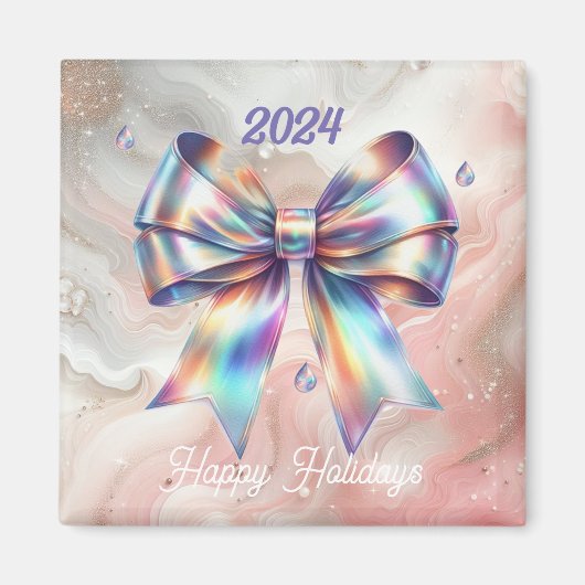 Charming Iridescent Bow Year Akzent Magnet (Vorne)