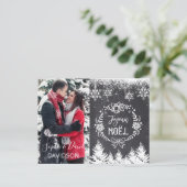 Charming JOYEUX NOËL Chalkboard Foto Einladungspostkarte (Stehend Vorderseite)
