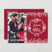 Charming JOYEUX NOËL Typografy Pine Foto Einladungspostkarte (Vorne/Hinten)