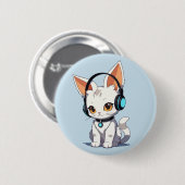 Charming Kawaii Cat Design Button (Vorne & Hinten)