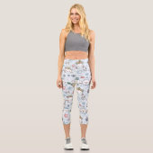 Charming Kawaii Christmas Characters in Light Blue Capri Leggings (Vorderseite)