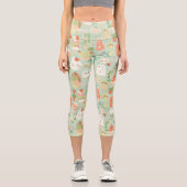 Charming Kawaii japanische Desserts Minze Green Capri Leggings (Vorderseite)