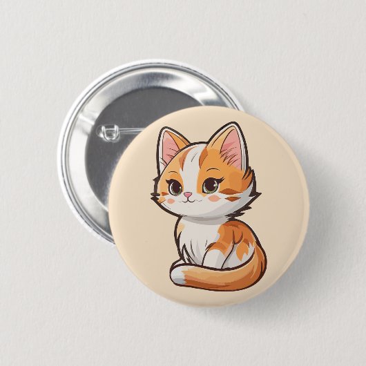 Charming Kawaii Kitten Button (Vorne & Hinten)