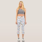 Charming Kawaii Weihnachtsfiguren in Light Blue Capri Leggings (Vorderseite)