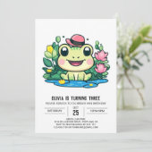 Charming Kids Frog Digital Geburtstag Einladung (Stehend Vorderseite)
