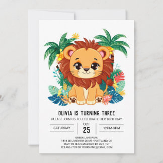 Charming Kids Lion Digital Geburtstag Einladung