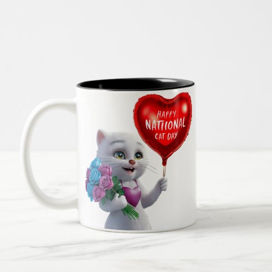 Charming Kitten National Cat Day T - Shirt Zweifarbige Tasse (Links)