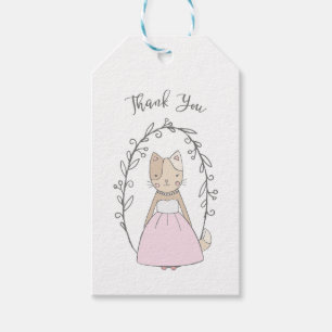 Charming Kitty in einem Kleid Danke Geschenkanhänger