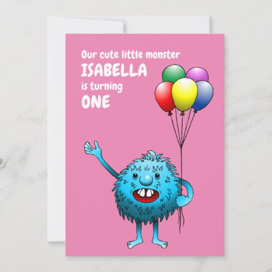 Charming-Kreatur-Holding-Ballons Einladung (Vorderseite)