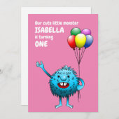 Charming-Kreatur-Holding-Ballons Einladung (Vorne/Hinten)