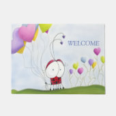 Charming Ladybug mit farbenfrohen Herzballons Fußmatte (Vorderseite)