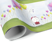 Charming Ladybug mit farbenfrohen Herzballons Geschenkpapier (Rolleneckpunkt)