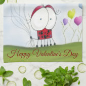 Charming Ladybug mit farbenfrohen Herzballons Geschirrtuch (Gefaltet)