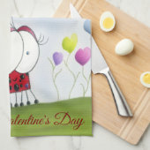 Charming Ladybug mit farbenfrohen Herzballons Geschirrtuch (Viertel Falte)