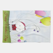 Charming Ladybug mit farbenfrohen Herzballons Geschirrtuch (Horizontal)