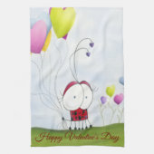 Charming Ladybug mit farbenfrohen Herzballons Geschirrtuch (Vertikal)