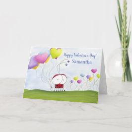Charming Ladybug mit farbenfrohen Herzballons Karte