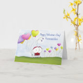 Charming Ladybug mit farbenfrohen Herzballons Karte (Gelbe Blume)
