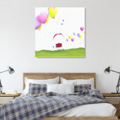 Charming Ladybug mit farbenfrohen Herzballons Leinwanddruck (Insitu (Schlafzimmer))