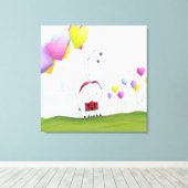 Charming Ladybug mit farbenfrohen Herzballons Leinwanddruck (Insitu (Holzboden))
