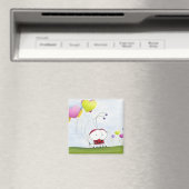 Charming Ladybug mit farbenfrohen Herzballons Magnet (In Situ (Geschirrspüler))