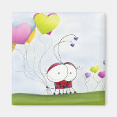 Charming Ladybug mit farbenfrohen Herzballons Magnet (Vorne)
