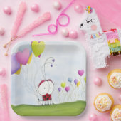 Charming Ladybug mit farbenfrohen Herzballons Pappteller (Party)