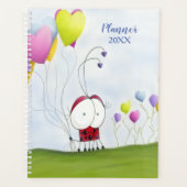 Charming Ladybug mit farbenfrohen Herzballons Planer (Vorderseite)