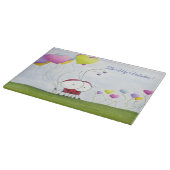 Charming Ladybug mit farbenfrohen Herzballons Schneidebrett (Ecke)
