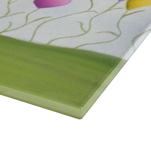 Charming Ladybug mit farbenfrohen Herzballons Schneidebrett (Ecke)