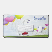 Charming Ladybug mit farbenfrohen Herzballons Schreibtischunterlage (Tastatur & Maus)