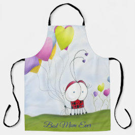 Charming Ladybug mit farbenfrohen Herzballons Schürze