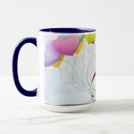 Charming Ladybug mit farbenfrohen Herzballons Tasse