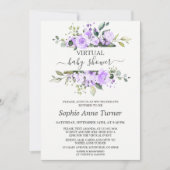 Charming Lavender Blume Virtual Baby Dusche Einladung (Vorderseite)