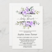 Charming Lavender Blume Virtual Baby Dusche Einladung (Vorne/Hinten)